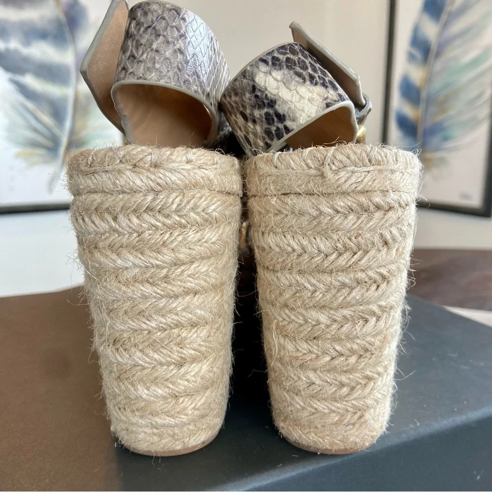 Marc Fisher Wedges Espadrille Snake Print Leather Platform Mlalenni